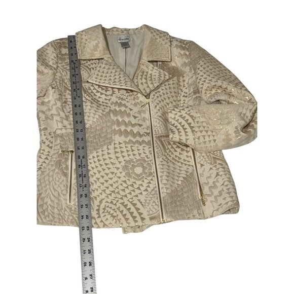 Chicos Womens Metallic Beige & Gold Textured Zip Up Jacket Size 1 (Med) - Picture 7 of 7